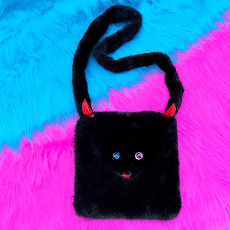 Y2K Weirdcore Aesthetic Bag Black Fluffy Little Demon