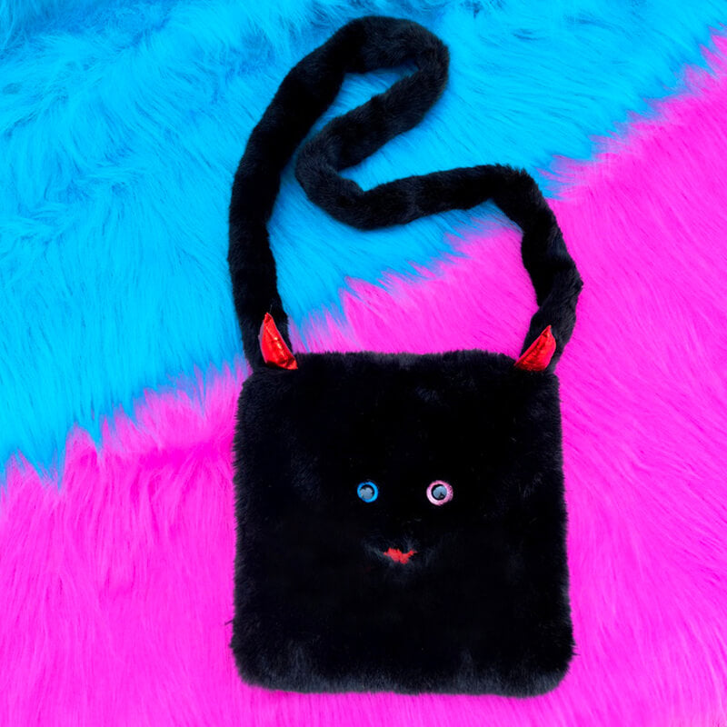 Y2K Weirdcore Aesthetic Bag Black Fluffy Little Demon - AC